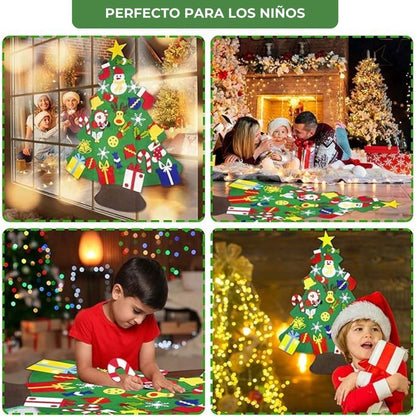 Festilux® Árbol de Navidad de Fieltro con 25 Adornos + 3m de Luces GRATIS