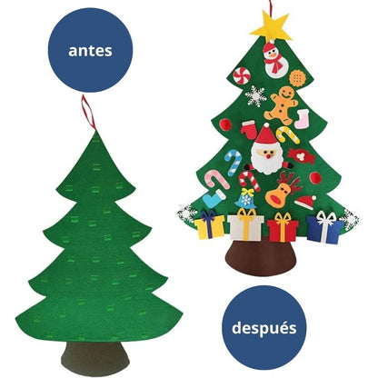 Festilux® Árbol de Navidad de Fieltro con 25 Adornos + 3m de Luces GRATIS