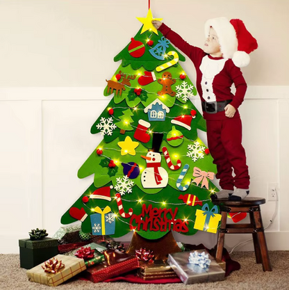 Festilux® Árbol de Navidad de Fieltro con 25 Adornos + 3m de Luces GRATIS